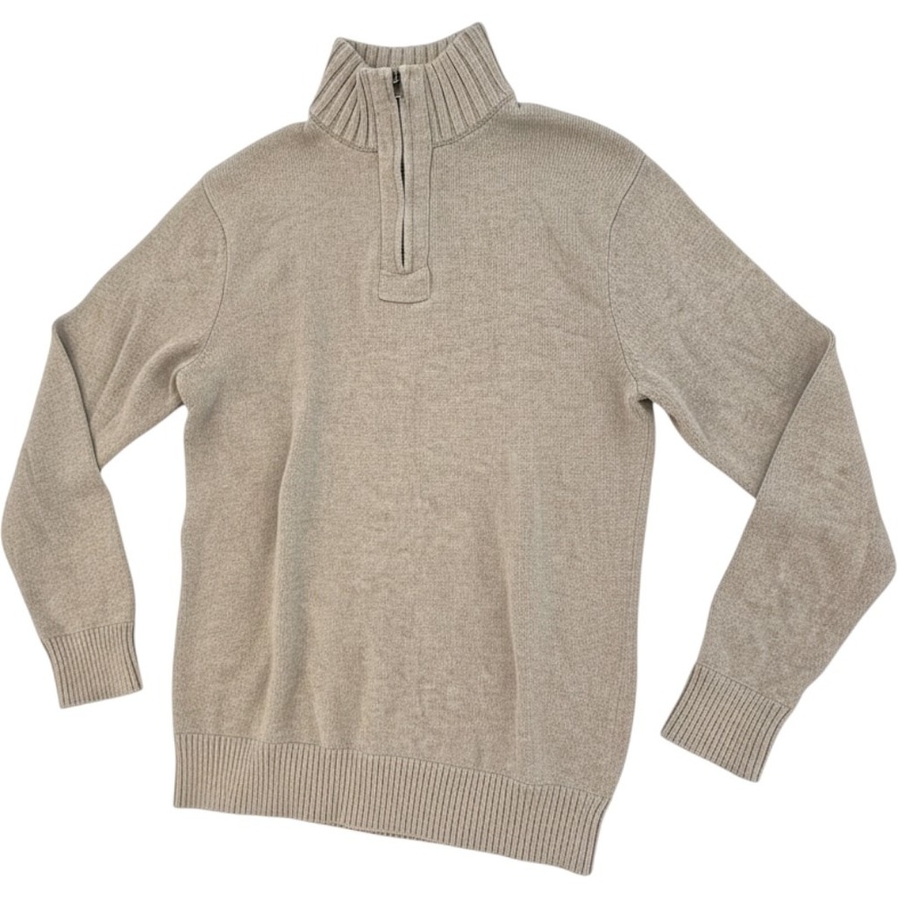 J.Crew Mens XL Gray 100% Cotton Quarter Zip Mock Neck Pullover Sweater 5725